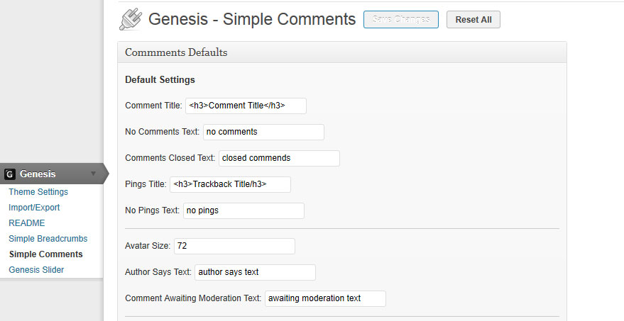 Genesis Simple Comments