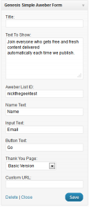 Genesis Simple Aweber Widget Settings Genesis Simple Aweber Widget Settings